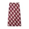 Falda Cuadros Retro Maillard para Mujer Otoño e Invierno Nueva Pequeña de Lana Línea A Media Longitud Cadera Falda A8038