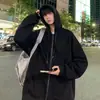 Moletom cardigã liso para homens, estilo primavera/outono, marca americana da moda, forrado com fleece para aquecimento, jaqueta com capuz, peça para casal, agasalho de outono