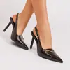 Zapatos de Tacón Alto con Tira Trasera y Punta Fina con Estampado de Piedra, Diseño de Nicho Europeo y Americano, Modernos, Elegantes, Lujo Ligero, Sandalias de Tacón de Aguja para el Trabajo
