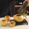 Juego de Té Kung Fu Baifu de Arcilla Morada con Segmento Dorado de Arcilla, Una Tetera y Dos Tazas, Tetera Canto del Fénix, Tetera de Cerámica Xishi para Regalo