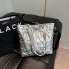 Tendência da moda Bolsa de trabalho grande capacidade estilo ocidental primavera 2025 bordado nova chegada bolsa de ombro rômbica para mulheres