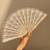 Leque de Pena Branco Veludo Integral Espessado Cheongsam Show Leque Dobrável Pena Imperador Boutique Noite Xangai Dança Antiga Leque Dobrável Feminino