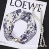 Traje siciliano Viento de vacaciones Hebilla magnética Clavícula Bufanda de seda Collar de perlas Bufanda Bufanda decorativa para el cuello Banda para el cabello Mujer