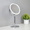 Espelho de maquiagem de 8 polegadas com lâmpada led de mesa, luz de preenchimento dupla face, espelho de beleza de mesa, espelho europeu ampliado HD