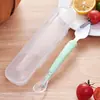 Colher para raspar lama de bebê dupla função talheres de bebê colher para suplemento alimentar colher de aço inoxidável silicone colher de dupla cabeça raspador de água colher para purê de frutas com caixa