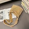 Bolsa Transfronteiriça Nova Estilo Japonês Tendência Cool Lona Pequena Quadrada Personalizada com Borda Desfiada Bolsa Transversal para Mulheres Retro Nicho Bolsa de Ombro para Celular
