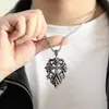 Haiteng joias padrão gótico retrô bolsa transversal pingente de aço titânio personalidade hip hop colar de aço inoxidável