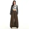 Jeans de Tiro Alto Estilo Americano Color Marrón Mocha Melard para Mujer Primavera 2026 Nuevos Pantalones Holgados tipo pijama de Largo hasta el suelo