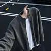 Suéter Cardigan Cinza Escuro Cleanfit Masculino Outono Preguiçoso Tricô de Alta Qualidade Jaqueta Retrô Americana para Casal