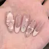 10 Peças de Unhas Vestíveis Codificadas Ins Elegante Glitter Gradiente Olho de Gato Fototerapia Manicure Feita à Mão Adesivos de Unha Removíveis