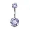 Anillo para ombligo de titanio F136 aleación de titanio circón clavado G23 titanio cuatro puntas doble cabeza diamante espiral interna salida de fábrica