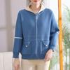 (Consulta para Grandes Quantidades) Jaqueta com Capuz para Mãe Outono e Inverno, Tricô Redutor de Idade Solto para Mulheres de Meia-Idade e Idosas, Estilo de Comprimento Médio para Mulheres