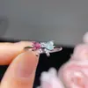 Anillo de Turmalina Natural Popular al por Mayor de Fábrica Plata S925 Incrustado Piedra Principal 4*4 Venta Caliente Envío Directo Europeo y Americano