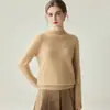 Suéter de punto 100% cachemir puro de cuello alto medio para mujer, nueva capa base ajustada otoño/invierno, elegante y con estilo para el trabajo
