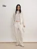 Elegante suéter de lana con bolsillos laterales, doble cremallera, cuello alto y mangas largas, cárdigan de punto para mujer