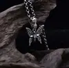 Colar com Pingente de Borboleta em Prata de Lei S925 Luxo Leve Temperamento Doce Sonhador Alto Padrão Amor Diamante Cadeado Rosa
