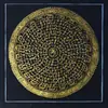 Mandala de mantra de seis caracteres preto e dourado de 30 cm, thangka pintado à mão com pequenas imperfeições, item com desconto, pintura de parede decorativa nepalesa