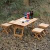 Boling Outdoor B&B Mesa de Madera Maciza Mesa Portátil Plegable Estilo Camping Barbacoa Mesa Pequeña Estante para Autoconducción Mesa de Picnic