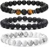 Amazon Europa y América Venta Caliente Transfronteriza Piedra Natural 8mm Pulsera para Pareja para Hombre y Mujer Juego Pulsera Ojo de Tigre Turquesa Joyería