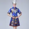 Roupa de Performance da Nacionalidade Miao Roupa de Dança de Minoria Feminina Roupa da Nacionalidade Zhuang Roupa da Nacionalidade Yi Roupa da Nacionalidade Tujia Roupa da Nacionalidade Yao Roupa de Performance da Nacionalidade Miao