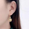 Nova Pedra Olho de Gato Ruyi Lock-shaped Diamond Ear Hook Feminino Estilo Coreano Simples All-match Estilo Famoso Vintage Brincos Modernos