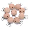Clip de Madera de Haya para Chupete de Bebé DIY Cadena Anti-Caída para Niños Pequeños Clip Redondo No Poroso de Tres Agujeros Fabricante de Madera Venta al por Mayor DIY Hecho a Mano