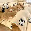 Juego de Cuatro Piezas de Terciopelo de Leche de Invierno Engrosado y Encriptado Juego de Tres Piezas para Dormitorio Calidad Madre e Hijo Sábana de Terciopelo de Leche Funda Nórdica Juego de Terciopelo