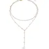Collar Minimalista y Elegante de Doble Capa con Borla de Perlas Artificiales en Forma de Y, Cadena Larga para Suéter, Transfronterizo Europeo y Americano, Gama Alta