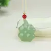 Pingente Natural de Aventurina Gato Pêssego Círculo Cabaça, Cor Água Clara Trevo de Quatro Folhas Borboleta Jade Corrente para Clavícula Acessório