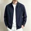 Suéter de mezcla de lana y seda para hombre, nueva colección otoño/invierno 2026, cuello alto, con cremallera, manga larga, chaqueta cómoda
