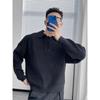 Outono e inverno nova chegada gola suéter masculino solto marca da moda estilo Hong Kong manga comprida cor sólida lapela suéter jaqueta