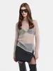 Top de Malla Transparente Hueca de Punto para Mujer Picante, Venta Caliente Transfronteriza Europea y Americana, Manga Larga, Ropa Exterior Cubre-todo