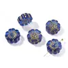 Cuentas de Vidrio Checo con Diseño de Flor de Ciruelo Pintada en Oro de 14 mm, Cuentas Sueltas de Flor de Cinco Pétalos con Agujero Central, Materiales para Pulsera de Cuentas Hecha a Mano y Pasador de Pelo
