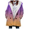 Cross-border venda quente 2023 novo trench coat feminino inverno engrossado estilo europeu e americano degradê cor capuz casaco atacado