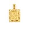 Collar de Letra de Acero Inoxidable Versátil Transfronterizo Europeo y Americano con Oro de 18K para Mujer, Colgante Único Cuadrado Geométrico Hueco, Venta al por Mayor en Stock