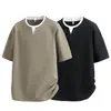 Camiseta de Manga Corta Holgada para Hombre Controlada por Precio Ropa Verano Berlín Casual Nuevo Estilo 79 Tops Sencillo y Versátil Negro No