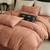 Conjunto de 4 peças de algodão puro jacquard colorido tecido de luxo leve classe A 60S capa de edredom lençol lençol com elástico roupa de cama 4