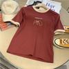 Camiseta Transfronteiriça Feminina Ins Super Quente Verão Solta Estilo Coreano Estudantes Combina com Tudo Manga Curta Estilo Japonês Branco Antigo Top de Manga Curta