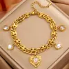 Pulseira de Aço Titânio Moda Europeia e Americana Transfronteiriça Pulseira de Trevo de Quatro Folhas Pulseira Feminina de Luxo Leve Sentido de Alto Padrão Pulseira Explosiva para Casais Pulseira