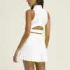 Oferta EspecialSaia de Tênis Feminina, Top de Manga Curta, Conjunto de Treino Pilates Yoga, Calças Compridas, Shorts