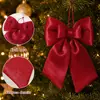 Colgante de Lazo de Terciopelo Navideño Decoración de Árbol de Navidad Lazo Empaque de Regalo Navideño Adornos Colgantes Venta al por Mayor