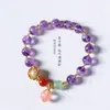 2024 nuevo sabor morado Pulsera de amatista de ensueño Donglai temperamento elegante pequeño Melocotón Caqui Caqui Ruyi pulsera para mujer