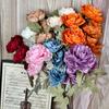 Peonía de 3 cabezas Flores Artificiales, Flores Hechas a Mano para Bodas, Flores de Seda, Flores Decorativas Artificiales, Arreglos para Bodas al por Mayor, Flores de Piso