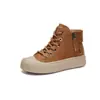 Zapatos de caña alta para mujer, Tenis planos retro de piel genuina, Nuevo estilo de otoño, Botines cálidos forrados de felpa, Zapatos para mujer de talla grande 40-43