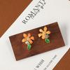 Brincos de Flor Gota de Óleo Laranja Diamante Agulha de Prata Estilo Coreano Feminino Brincos de Moda Exquisitos Frescos e Doces Tendência Estilo Mori