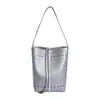 Bolso Cubo Tejido Hueco de Nuevo Diseño de Moda 2025 para Mujer, Bolso de Hombro y Mano de Gran Capacidad, Bolso de Verano, Bolso de Hombro Moderno