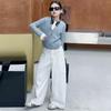 Pantalones de Otoño para Niña 2024 Nueva Moda Estilo Coreano para Niña Elegantes Ajustados Pantalones Blancos Scimitar Transfronterizos