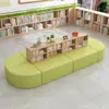 Estante de Livros para Biblioteca Escolar Sofá Combinação Curva Criativa Formato Área de Leitura Estante Armazenamento Área de Descanso Banco