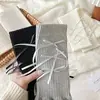 Pierneras de Ballet para Mujer con Lazo en Forma de Trompeta, Largas Grises y Blancas, Pierneras Sin Costuras Hechas a Mano
