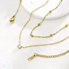 Elegante e Requintado Pequeno Diamante Redondo Aço Inoxidável Camada Dupla Colar 18K Versátil Luxo Leve Corrente da Clavícula Atacado